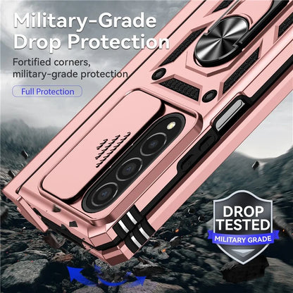 For Samsung Galaxy Z Fold4 5G Case PC+TPU Shockproof Phone Case with Ring Kickstand