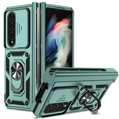 For Samsung Galaxy Z Fold4 5G Case PC+TPU Shockproof Phone Case with Ring Kickstand