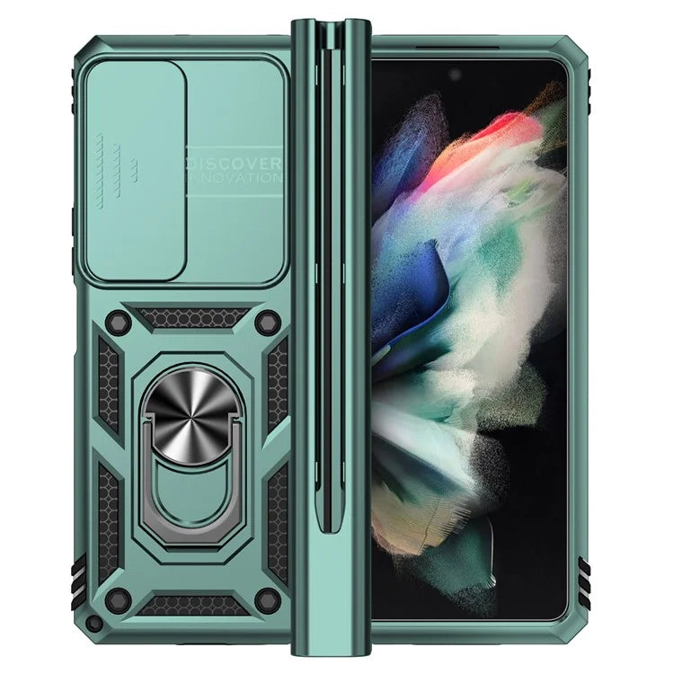 For Samsung Galaxy Z Fold4 5G Case PC+TPU Shockproof Phone Case with Ring Kickstand