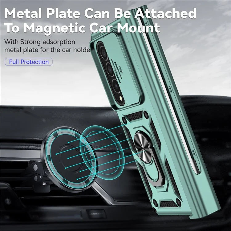 For Samsung Galaxy Z Fold4 5G Case PC+TPU Shockproof Phone Case with Ring Kickstand