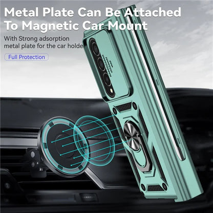 For Samsung Galaxy Z Fold4 5G Case PC+TPU Shockproof Phone Case with Ring Kickstand