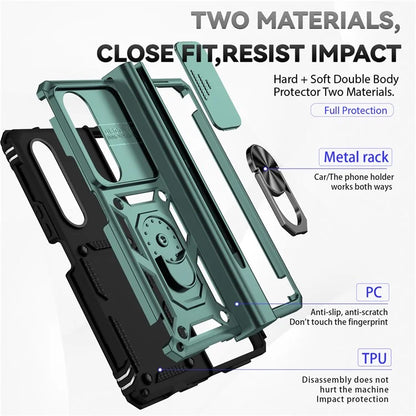For Samsung Galaxy Z Fold4 5G Case PC+TPU Shockproof Phone Case with Ring Kickstand