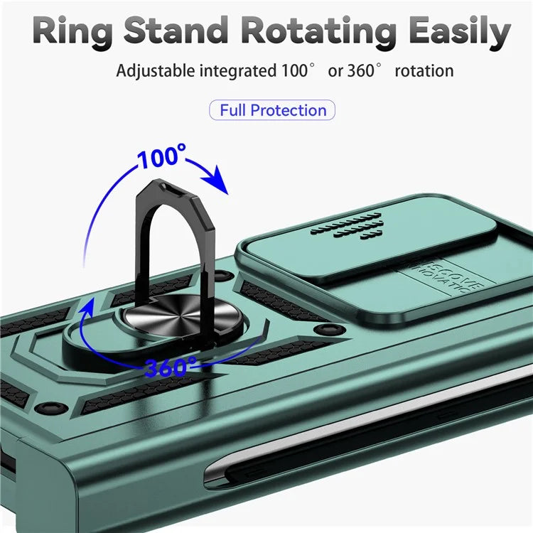 For Samsung Galaxy Z Fold4 5G Case PC+TPU Shockproof Phone Case with Ring Kickstand