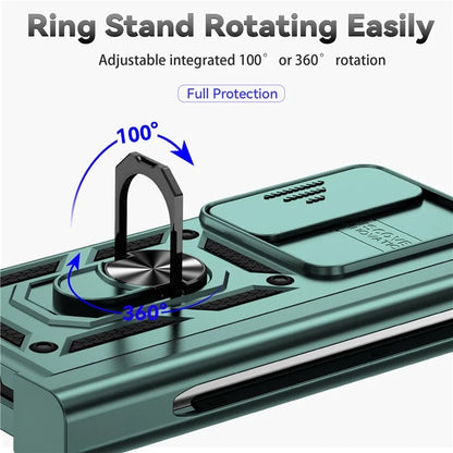 For Samsung Galaxy Z Fold4 5G Case PC+TPU Shockproof Phone Case with Ring Kickstand