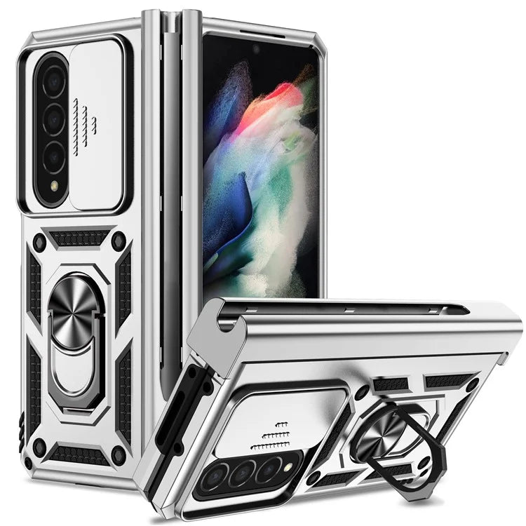For Samsung Galaxy Z Fold4 5G Case PC+TPU Shockproof Phone Case with Ring Kickstand