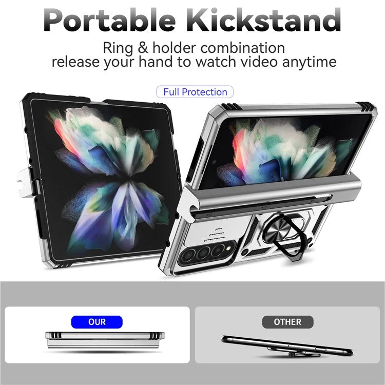 For Samsung Galaxy Z Fold4 5G Case PC+TPU Shockproof Phone Case with Ring Kickstand