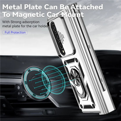 For Samsung Galaxy Z Fold4 5G Case PC+TPU Shockproof Phone Case with Ring Kickstand