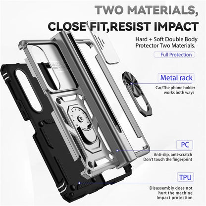 For Samsung Galaxy Z Fold4 5G Case PC+TPU Shockproof Phone Case with Ring Kickstand
