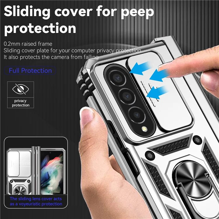 For Samsung Galaxy Z Fold4 5G Case PC+TPU Shockproof Phone Case with Ring Kickstand