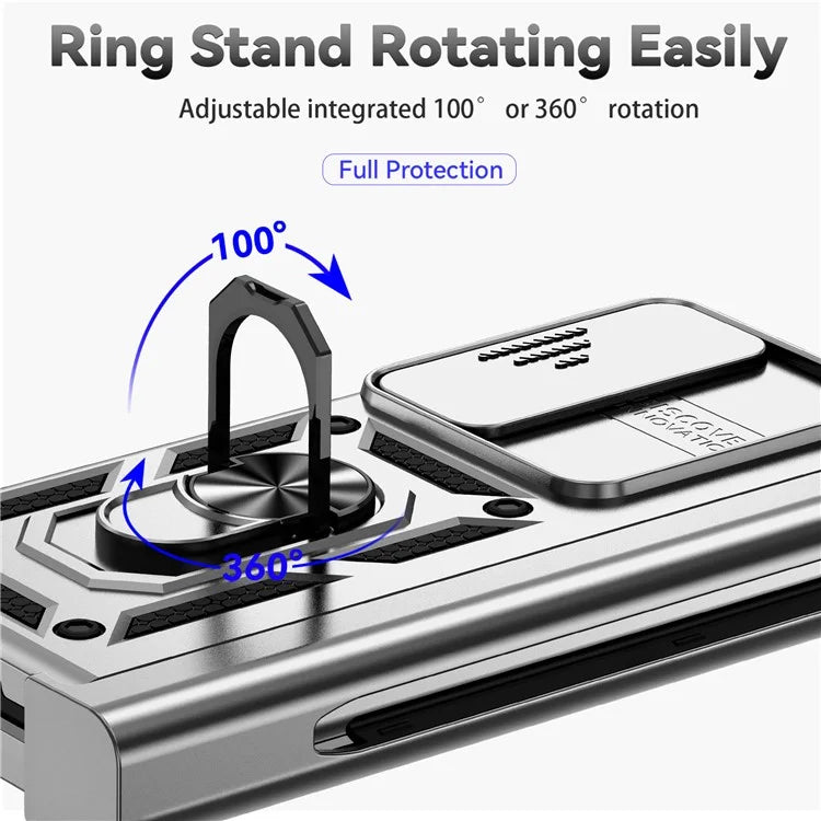For Samsung Galaxy Z Fold4 5G Case PC+TPU Shockproof Phone Case with Ring Kickstand