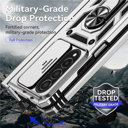 For Samsung Galaxy Z Fold4 5G Case PC+TPU Shockproof Phone Case with Ring Kickstand