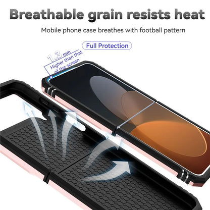 For Samsung Galaxy Z Flip4 5G Case PC+TPU Anti-fall Kickstand Phone Cover with Slide Lens Lid