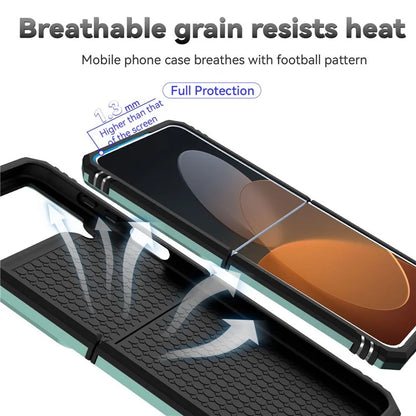 For Samsung Galaxy Z Flip4 5G Case PC+TPU Anti-fall Kickstand Phone Cover with Slide Lens Lid