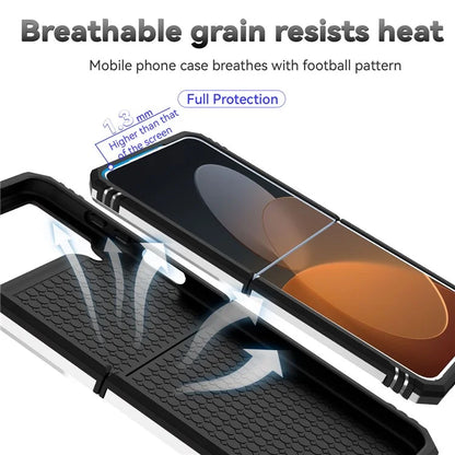 For Samsung Galaxy Z Flip4 5G Case PC+TPU Anti-fall Kickstand Phone Cover with Slide Lens Lid