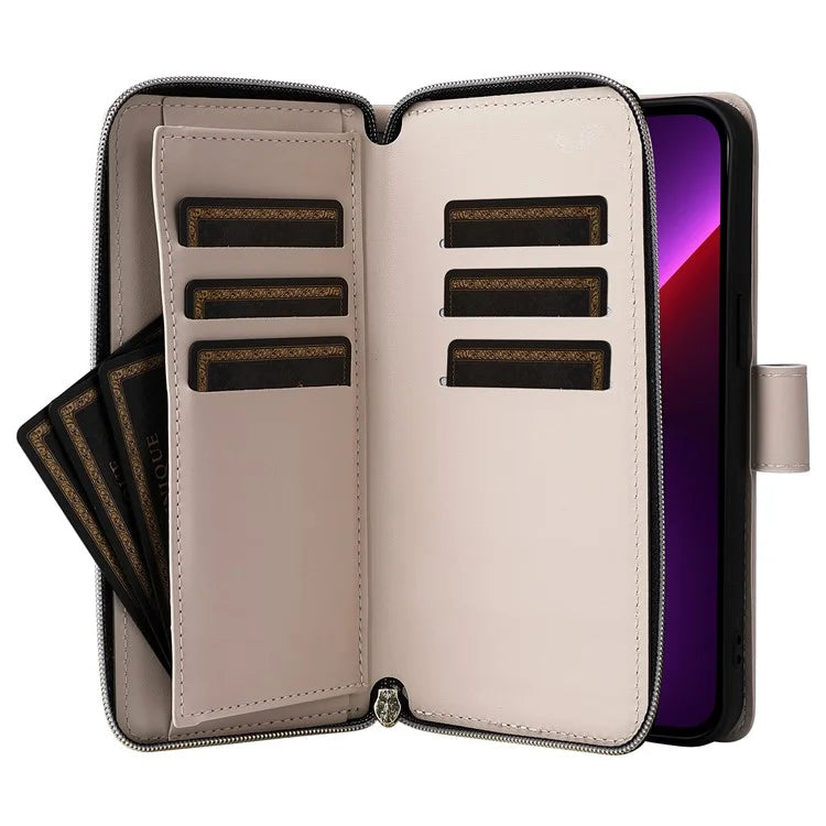 For iPhone 13 Pro Case Wallet PU Leather Rhombus Stand Anti-Fall Phone Cover