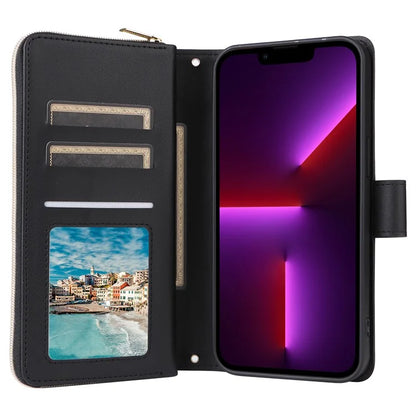 For iPhone 13 Pro Case Wallet PU Leather Rhombus Stand Anti-Fall Phone Cover