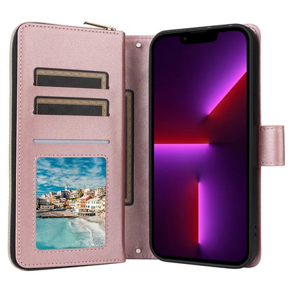 For iPhone 13 Pro Case Wallet PU Leather Rhombus Stand Anti-Fall Phone Cover