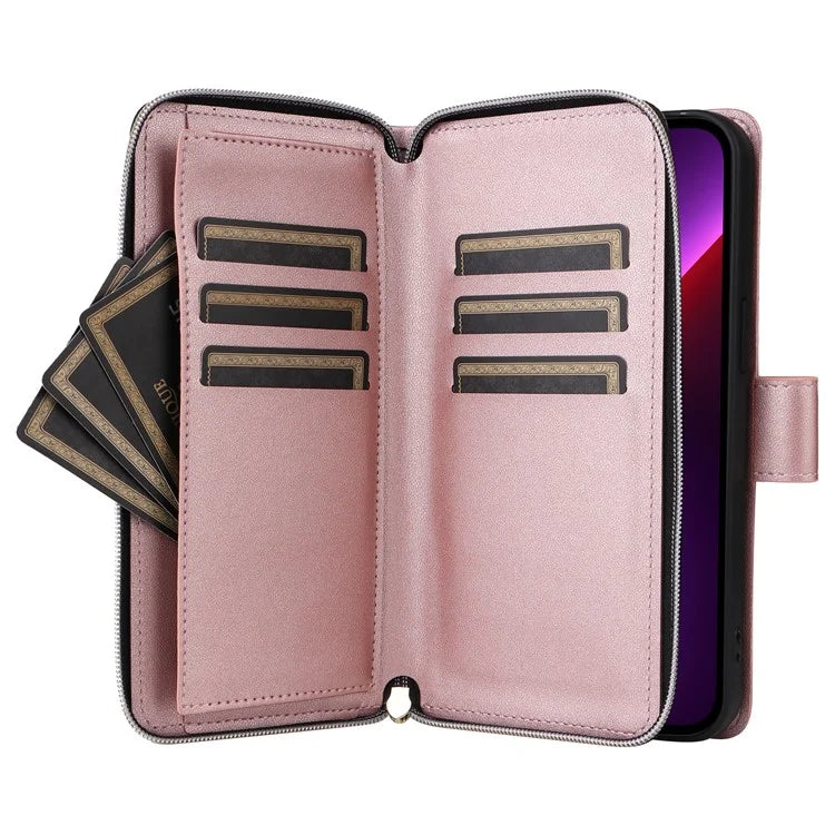 For iPhone 13 Pro Case Wallet PU Leather Rhombus Stand Anti-Fall Phone Cover