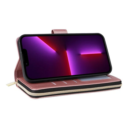 For iPhone 13 Pro Case Wallet PU Leather Rhombus Stand Anti-Fall Phone Cover