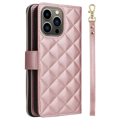 For iPhone 13 Pro Case Wallet PU Leather Rhombus Stand Anti-Fall Phone Cover