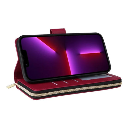For iPhone 13 Pro Case Wallet PU Leather Rhombus Stand Anti-Fall Phone Cover