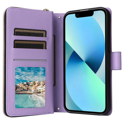 For iPhone 13 mini Case Leather Zipper Pouch Wallet Crossbody Phone Cover