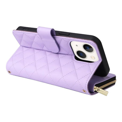 For iPhone 13 mini Case Leather Zipper Pouch Wallet Crossbody Phone Cover