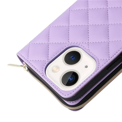 For iPhone 13 mini Case Leather Zipper Pouch Wallet Crossbody Phone Cover