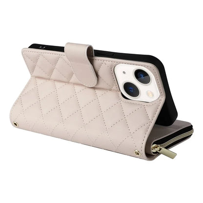For iPhone 13 mini Case Leather Zipper Pouch Wallet Crossbody Phone Cover