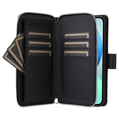 For iPhone 13 mini Case Leather Zipper Pouch Wallet Crossbody Phone Cover