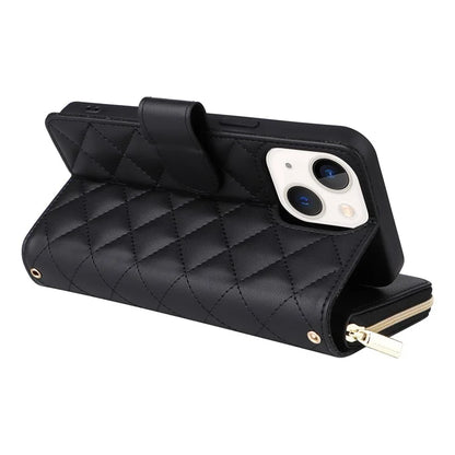 For iPhone 13 mini Case Leather Zipper Pouch Wallet Crossbody Phone Cover
