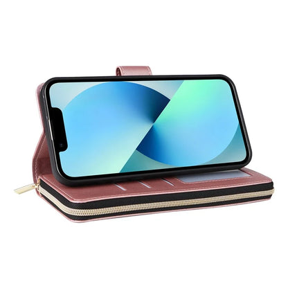 For iPhone 13 mini Case Leather Zipper Pouch Wallet Crossbody Phone Cover
