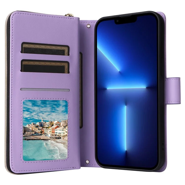 For iPhone 13 Pro Max Case PU Leather Rhombus Stand Anti-Drop Wallet Phone Cover