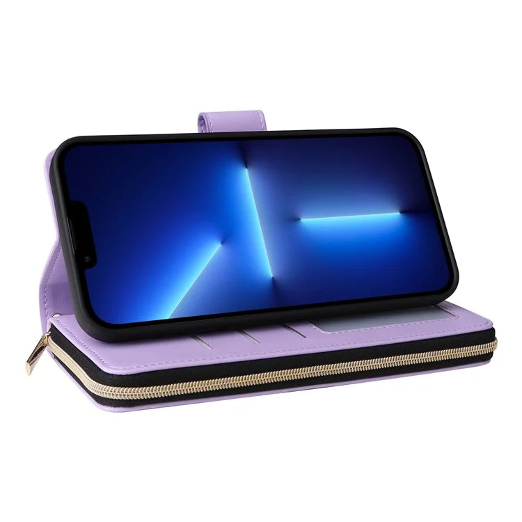 For iPhone 13 Pro Max Case PU Leather Rhombus Stand Anti-Drop Wallet Phone Cover