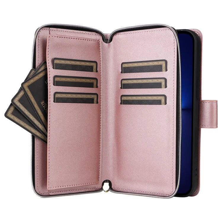 For iPhone 13 Pro Max Case PU Leather Rhombus Stand Anti-Drop Wallet Phone Cover