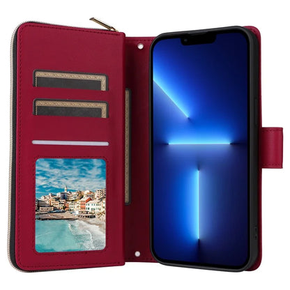 For iPhone 13 Pro Max Case PU Leather Rhombus Stand Anti-Drop Wallet Phone Cover