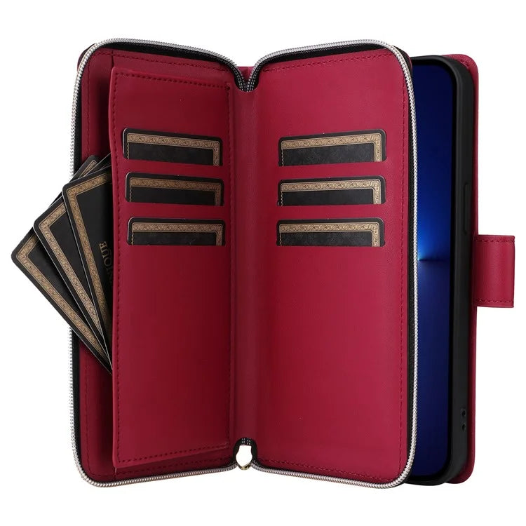 For iPhone 13 Pro Max Case PU Leather Rhombus Stand Anti-Drop Wallet Phone Cover