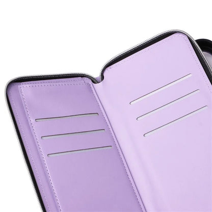 For iPhone 15 Case Leather Zipper Wallet  Phone Cover Rhombus Grid Pattern