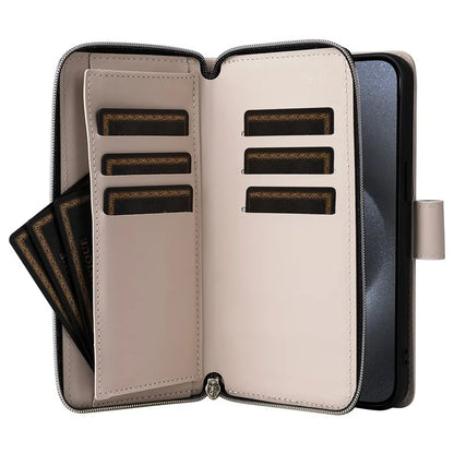 For iPhone 15 Pro Case Rhombus Pattern PU Leather Crossbody Zipper Phone Cover