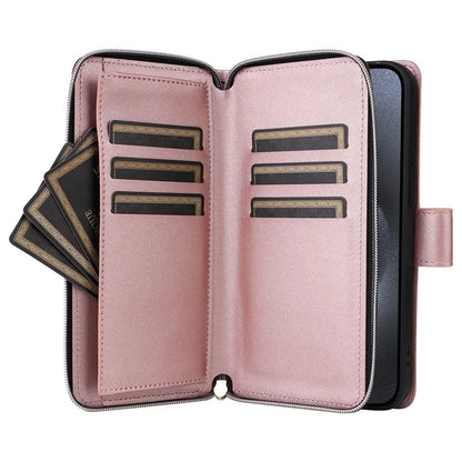 For iPhone 15 Pro Case Rhombus Pattern PU Leather Crossbody Zipper Phone Cover