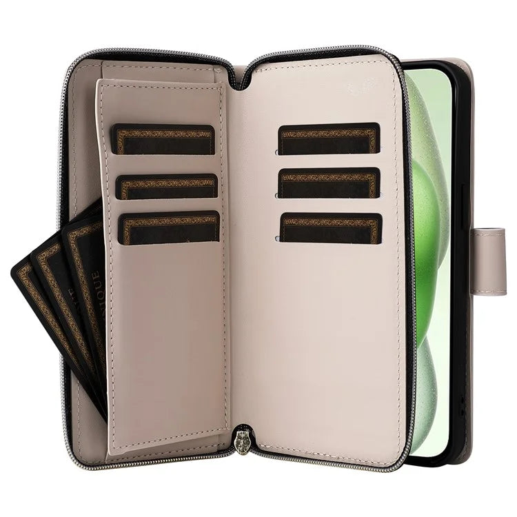 For iPhone 15 Plus / 14 Plus Case Wallet PU Leather Rhombus Stand Anti-Fall Phone Cover