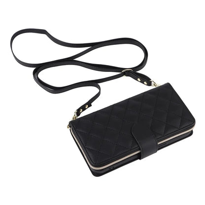 For iPhone 15 Plus / 14 Plus Case Wallet PU Leather Rhombus Stand Anti-Fall Phone Cover