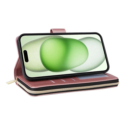 For iPhone 15 Plus / 14 Plus Case Wallet PU Leather Rhombus Stand Anti-Fall Phone Cover