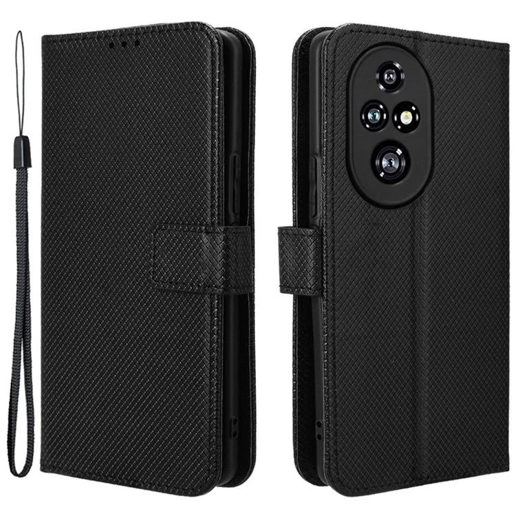 For Honor 200 Pro 5G Case Flip Wallet Diamond Texture PU Leather Phone Cover