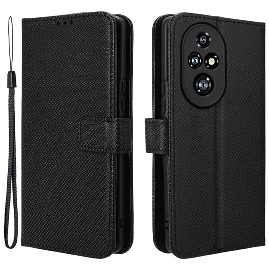 For Honor 200 Pro 5G Case Flip Wallet Diamond Texture PU Leather Phone Cover