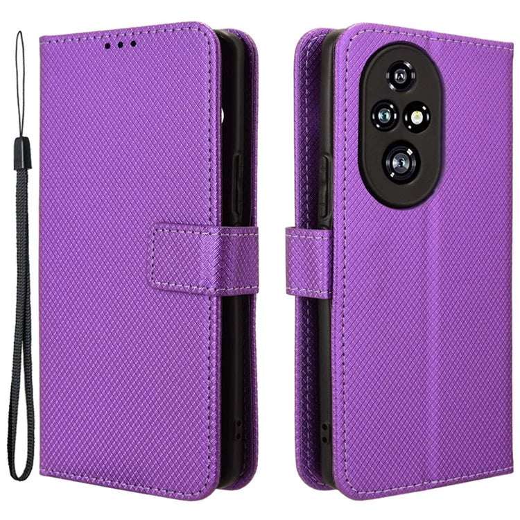 For Honor 200 Pro 5G Case Flip Wallet Diamond Texture PU Leather Phone Cover
