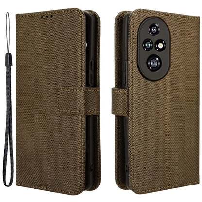 For Honor 200 Pro 5G Case Flip Wallet Diamond Texture PU Leather Phone Cover
