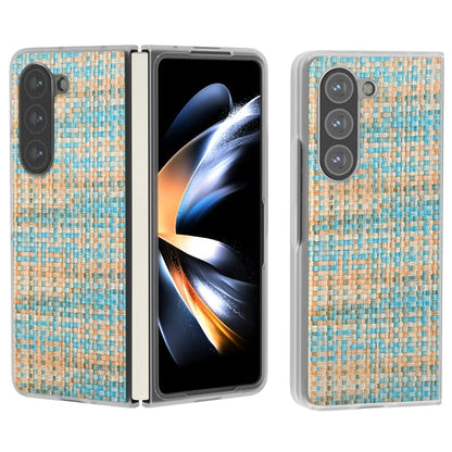 For Samsung Galaxy Z Fold5 5G Case Colorful Plaid Texture Leather+PC Phone Cover Matte Edge