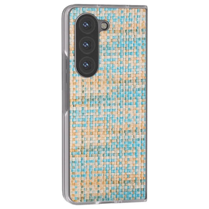 For Samsung Galaxy Z Fold5 5G Case Colorful Plaid Texture Leather+PC Phone Cover Matte Edge