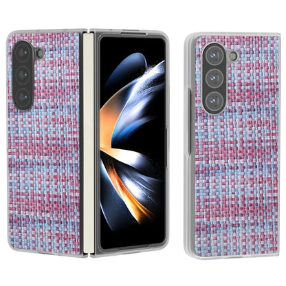 For Samsung Galaxy Z Fold5 5G Case Colorful Plaid Texture Leather+PC Phone Cover Matte Edge